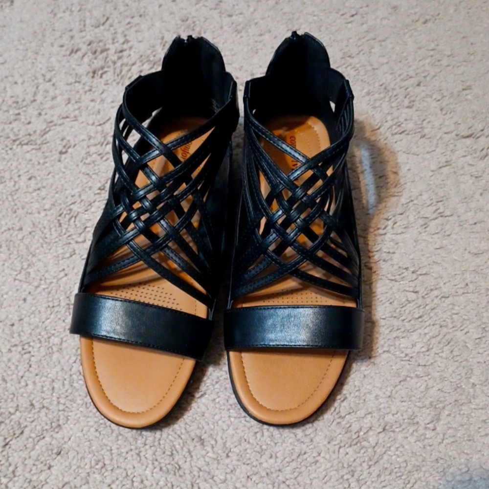 Comfortview 8.5WW Gladiator Black Sandals